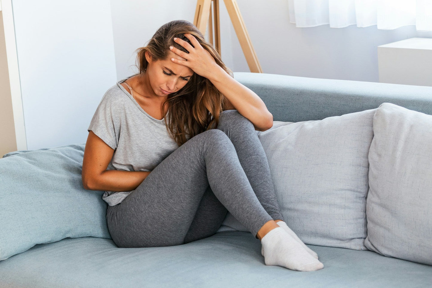 woman with stomach pain